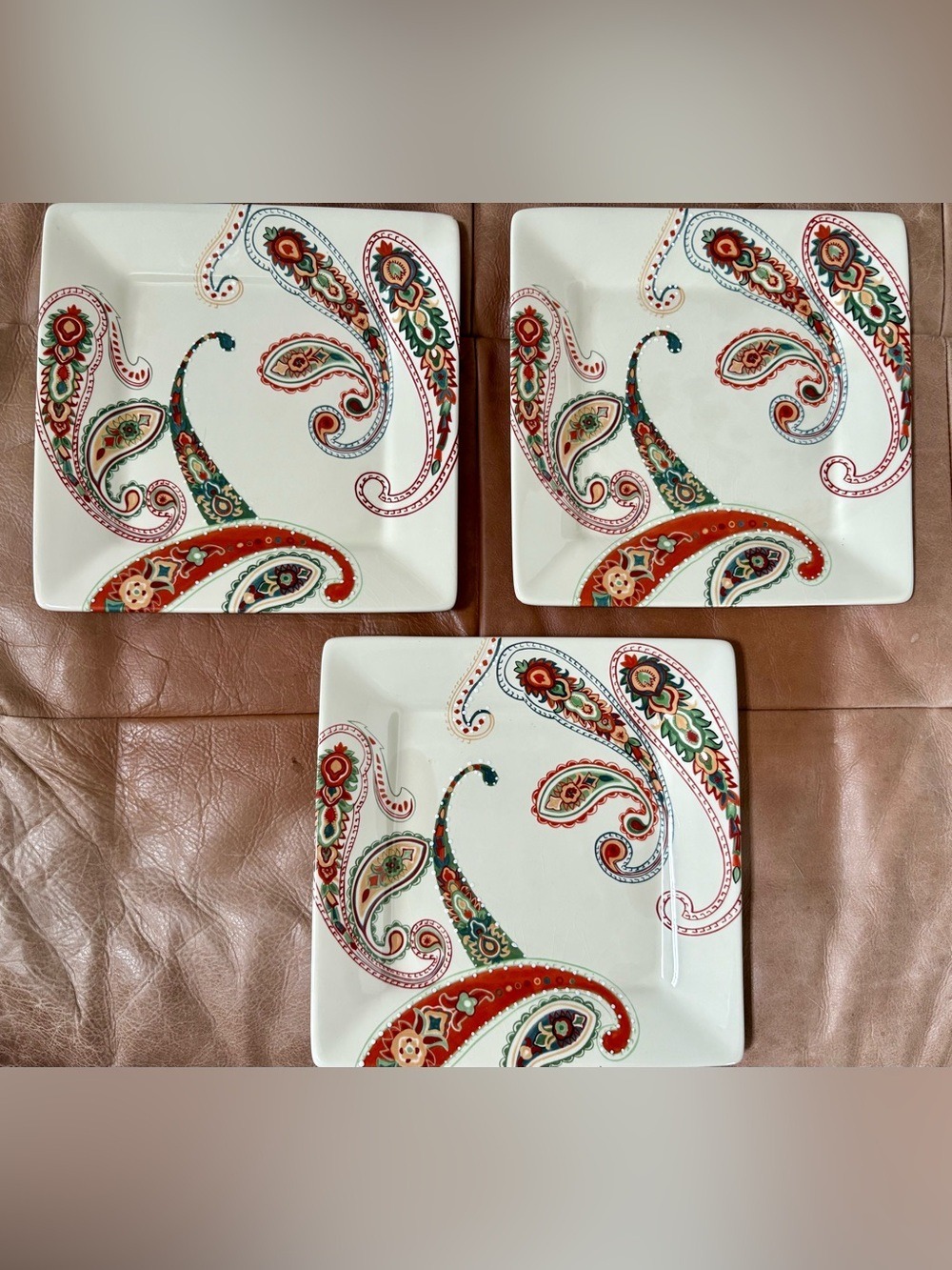 TABLETOPS GALLERY Multi Paisley Hand Painted Plates (3)